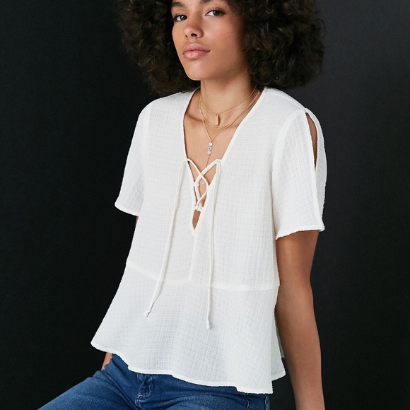 Urban Outfitters Tops - Lace-Up Babydoll Blouse